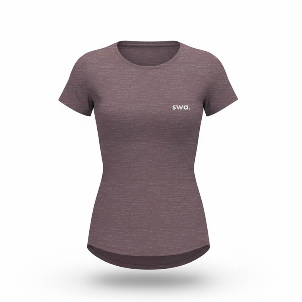 Salmon t-shirt with 'swa' logo on front and brand logo (shark) on back, displayed against a white background.