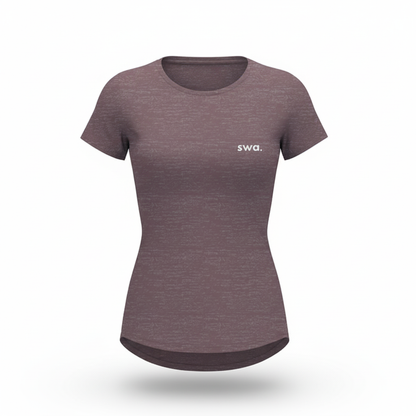 Salmon t-shirt with 'swa' logo on front and brand logo (shark) on back, displayed against a white background.