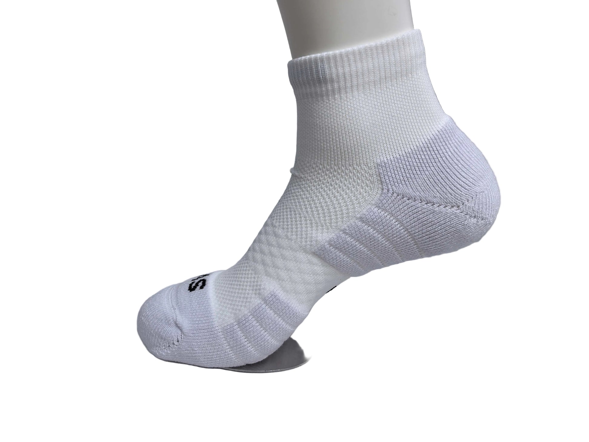 White quater ankle sock on a gray background